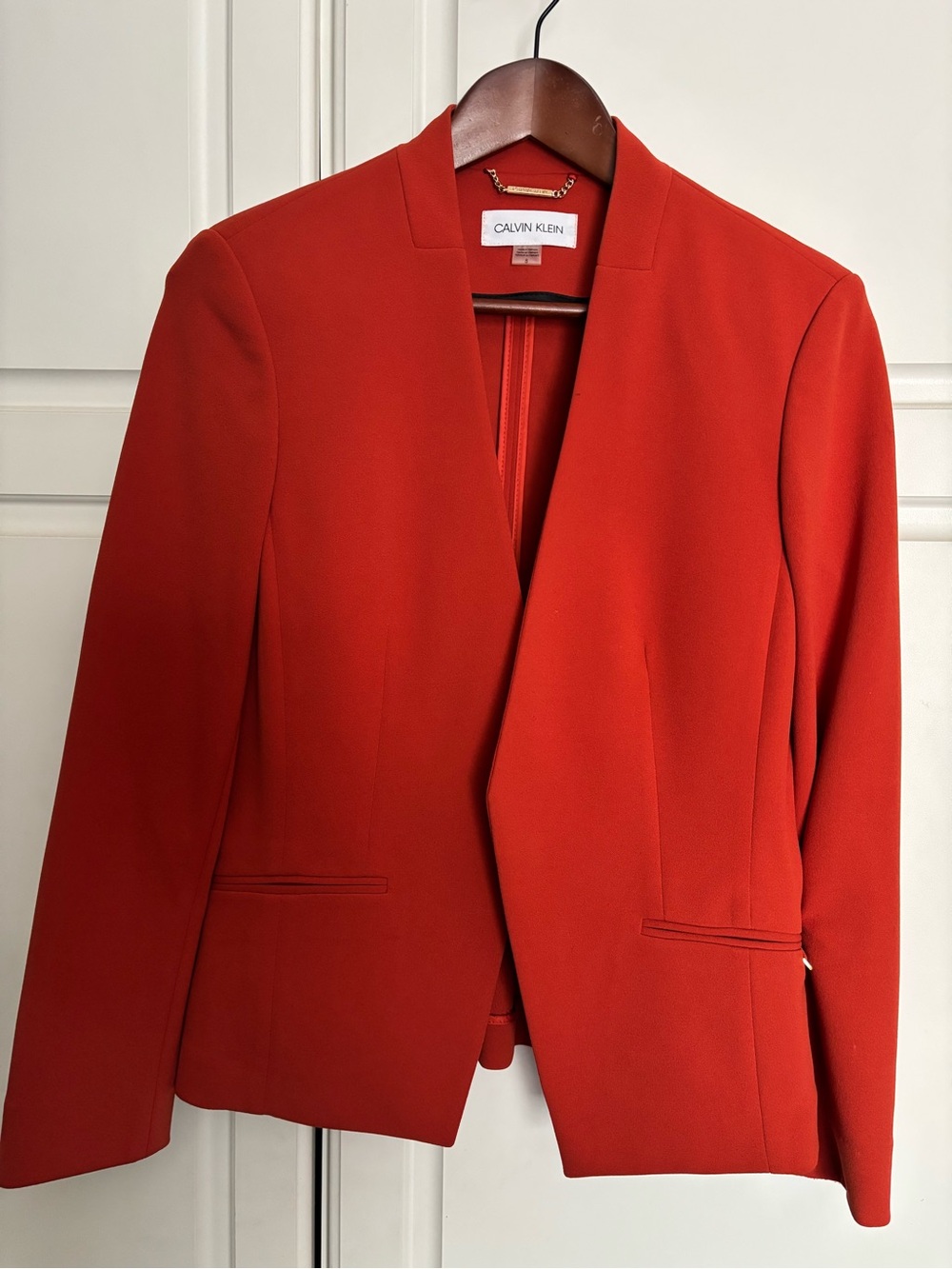 Calvin Klein Women's Burnt Orange Open-Front Blazer and Skirt